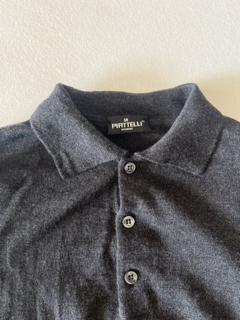 Piattelli Polo Pullover Wolle anthrazit Grösse S