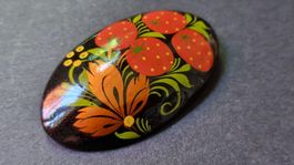 Anstecknadel Brooch handbemalt Erdbeeren Vintage