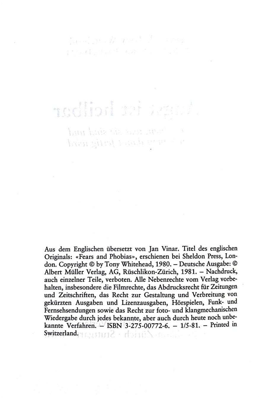 Libri: Whitehead Tony, Angst ist heilbar – Nuovo (secondo la descrizione) da Sarnen venduto da Livres 4