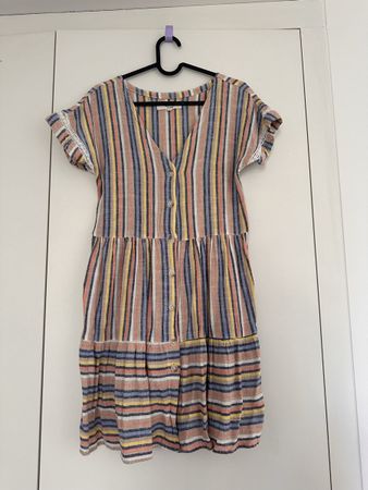 Next striped linen blend summer dress XS