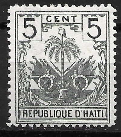Alle Briefmarken: Haiti 1896: Palme 5 Centimes grauschwarz – Gebraucht aus Zürich von Rainstamps