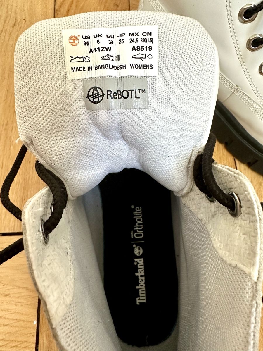 Timberland Scarpe da donna: Timberland Sky White Leather Lace Up Chunky Platform Combat – Usato da Zollikon venduto da _M65_ 6