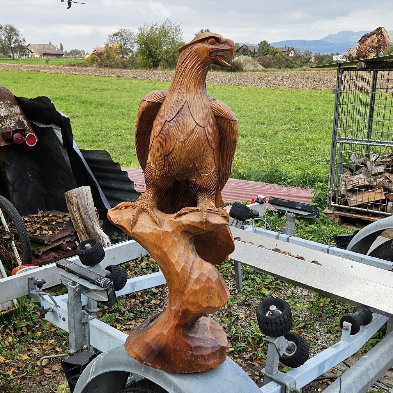 Xilografie: Alter Holzgeschnitzter Adler – Usato da Thun venduto da Engel114 1