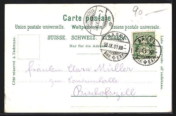 Ansichtskarten: Litho Basel, Marktplatz und Rathaus – Gebraucht aus Berlin von bartko-reher 1