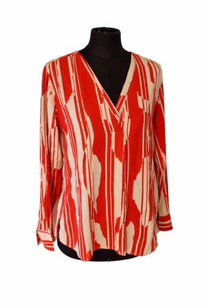 Neu, Comma, Sommerbluse, Rot/Creme, Grösse 34