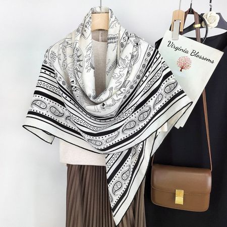 New 135cm Luxury Large Shawl, Silk Wool Scarf, Paisley