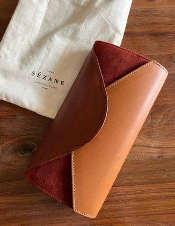 Sézane Brieftasche Olivia, Leder Braun, neu!