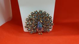 Wunderschöne Vintage Pfau Brosche, goldfarben, top Zustand