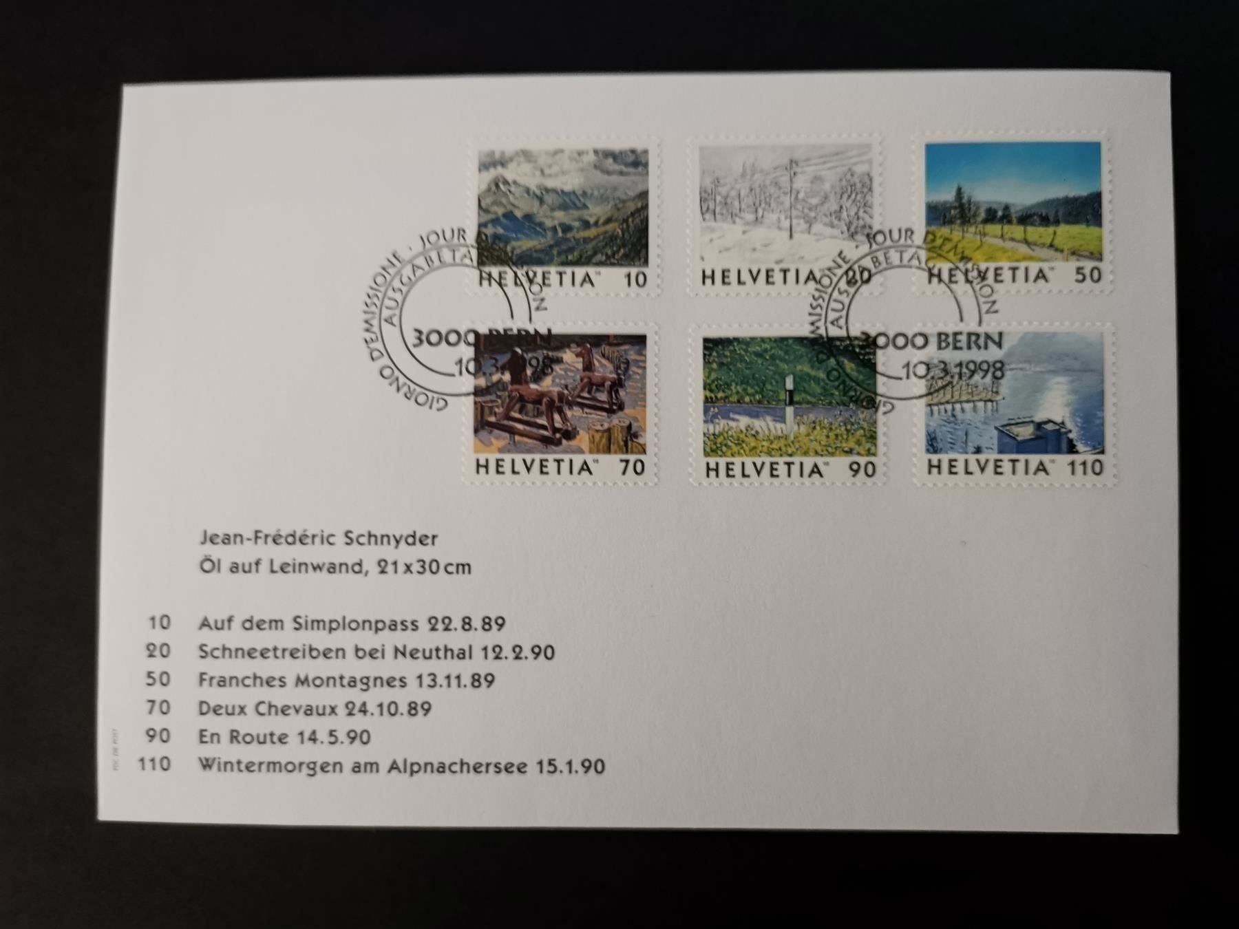 Tutti i francobolli: 1998 FDC Bilder Schweiz MiNr: 1643-1648 – Nuovo (secondo la descrizione) da Dübendorf venduto da goeggi79