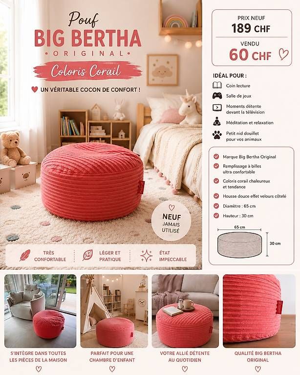 Dischi in vinile: Pouf bigbertha original  – Nuovo e nell'imballaggio originale da Vionnaz venduto da jen_5bgh