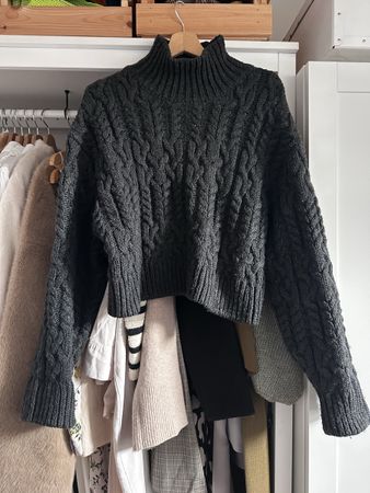 Zara strick Zopfmuster Pullover oversized Rollkragen Massimo