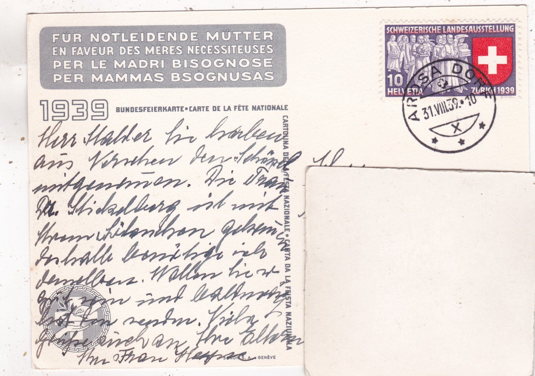 Cartoline postali: Bundesfeierpostkarte 1939 – Usato da Herisau venduto da Lisegrat2008 1