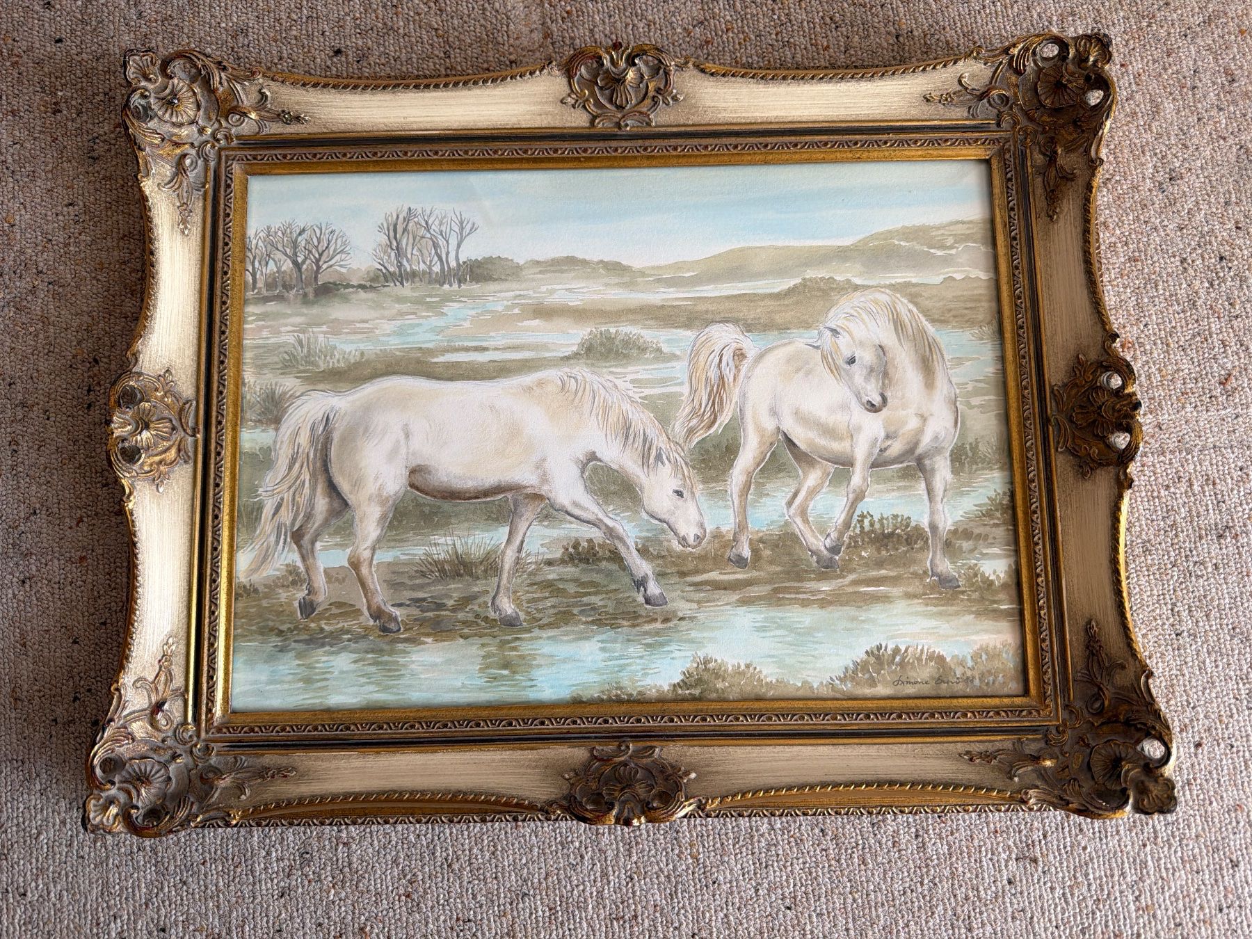Dipinti: Simone Erni: Original CAMARGUE PFERDE – Usato da Davos Platz venduto da wyl_wh89