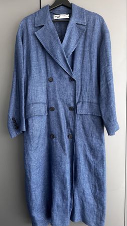 ZARA Mantel blau Leinen  S- Oversize Neu