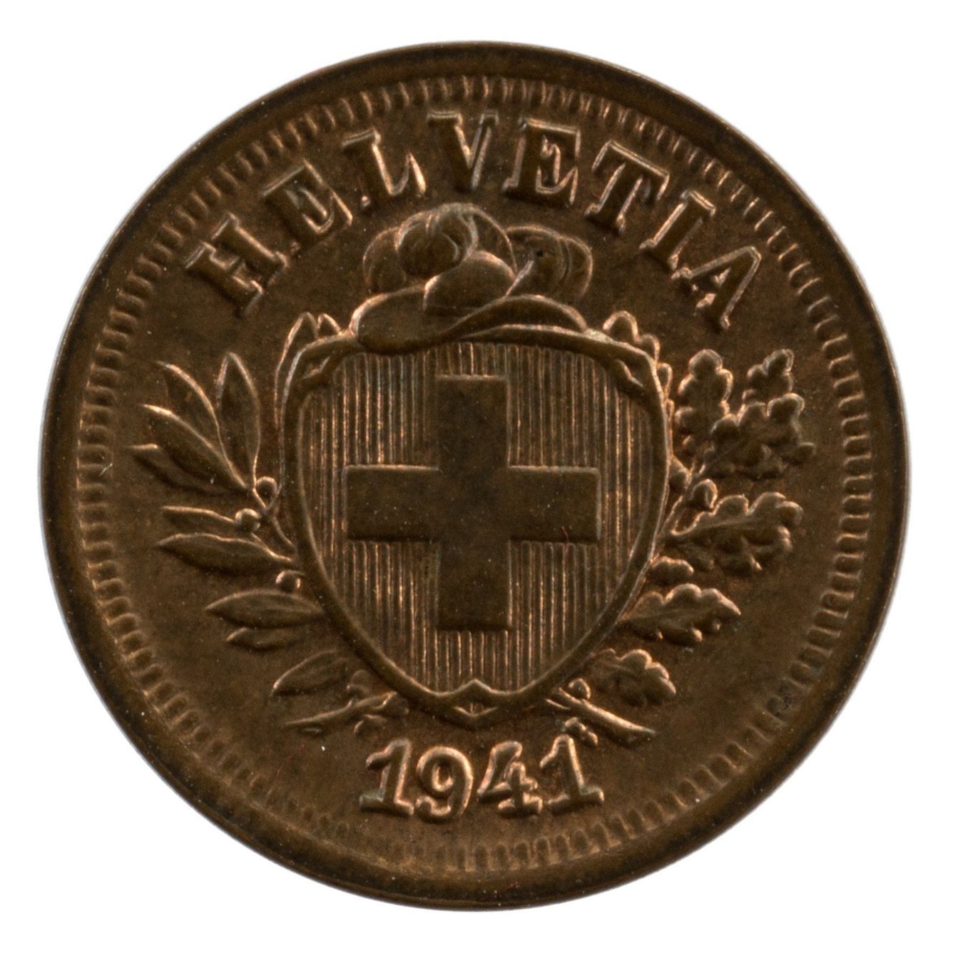 Alle Münzen: Schweiz / Suisse - 1 Rappen - 1941  STGL – Gebraucht aus Rotkreuz von Swiss-Coins