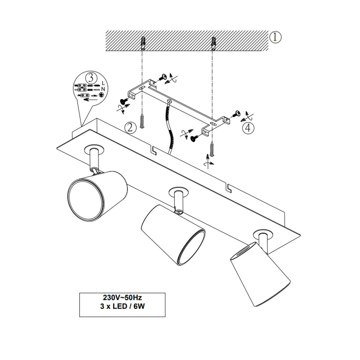 Lampade: LED Deckenleuchte, 3 Strahler, 1650 LM – Nuovo (secondo la descrizione) da Kreuzlingen venduto da Smart-Light 3