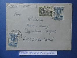 Goldküste 1947 Flugbrief nach Degersheim