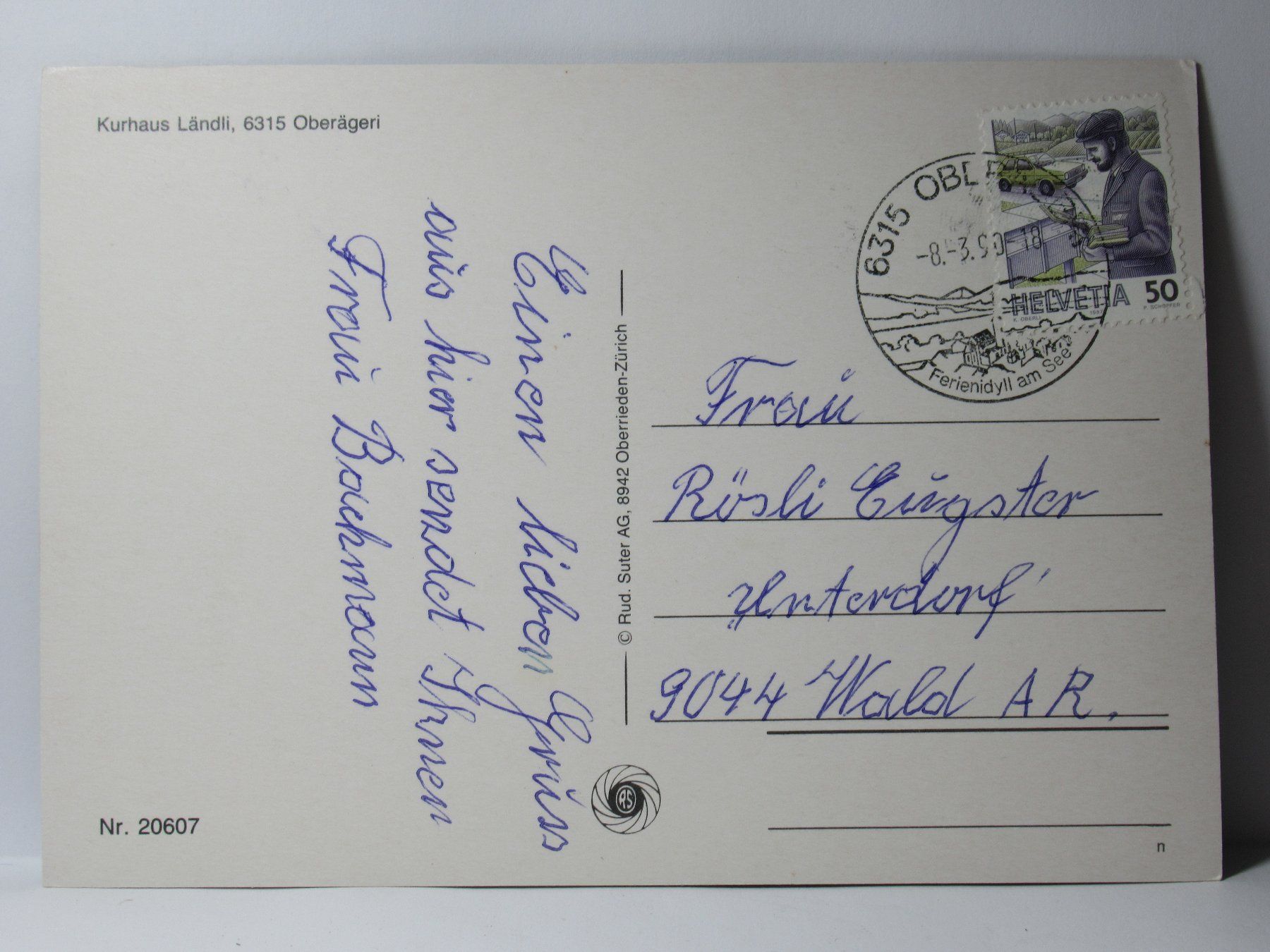 Cartoline postali: Kurhaus Ländli , Oberägeri  1990 – Usato da Grenchen venduto da Bluemchen1900 1