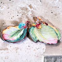 Deux vide-poches en barbotine italienne  peints à la main