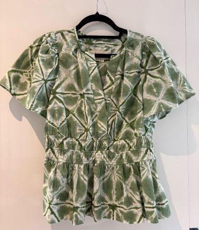 Sommer Bluse von Anthropologie, Grösse M, Grün/Weiss