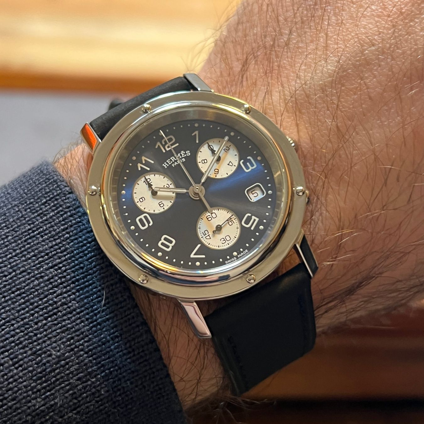 Hermès Orologi: Hermès Clipper Quartz Chronograph CL1.910 – Usato da Carouge GE venduto da Watchaser 3