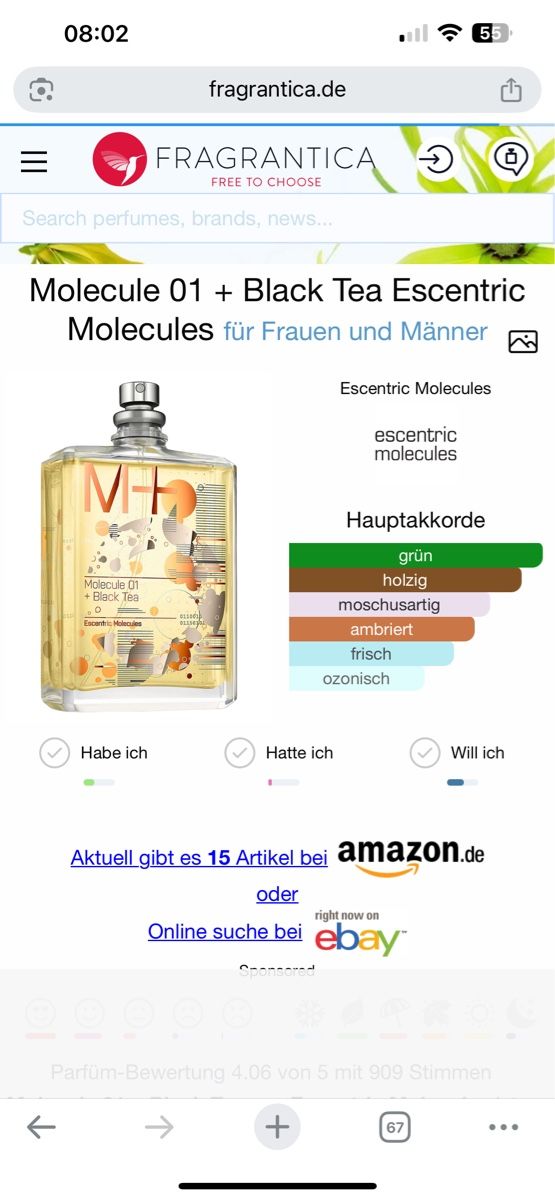 Parfum & Eau de Toilette: Escentric Molecules M+ Black Tea, 2 ml – Gebraucht aus Sursee von nri_g5z8 1
