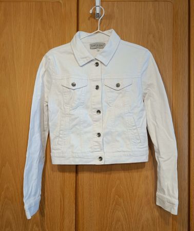 Clockhouse Jeansjacke weiss Gr. L eng geschnitten