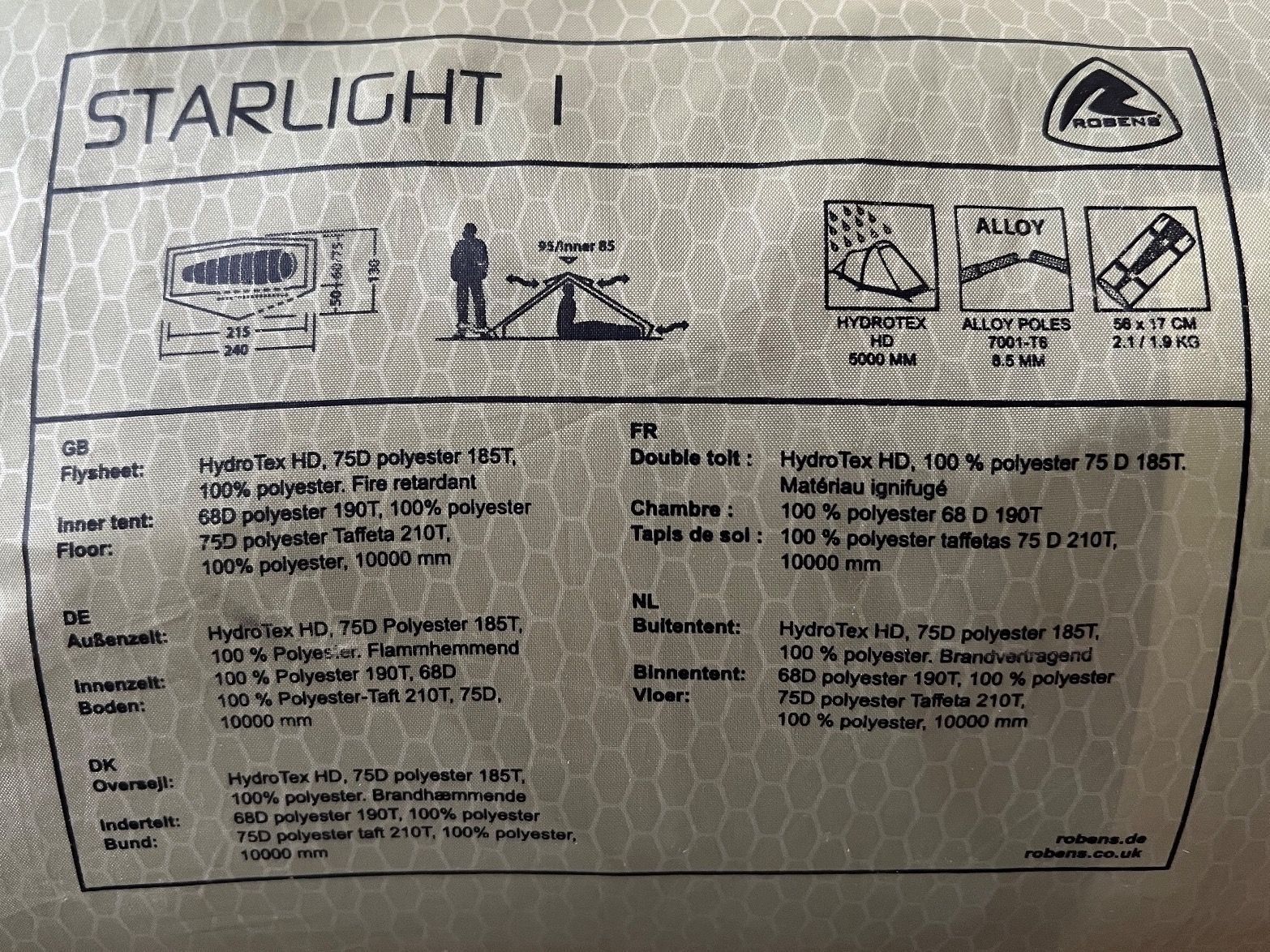 Zelte: Robens Starlight 1 – Gebraucht aus Walenstadt von  2