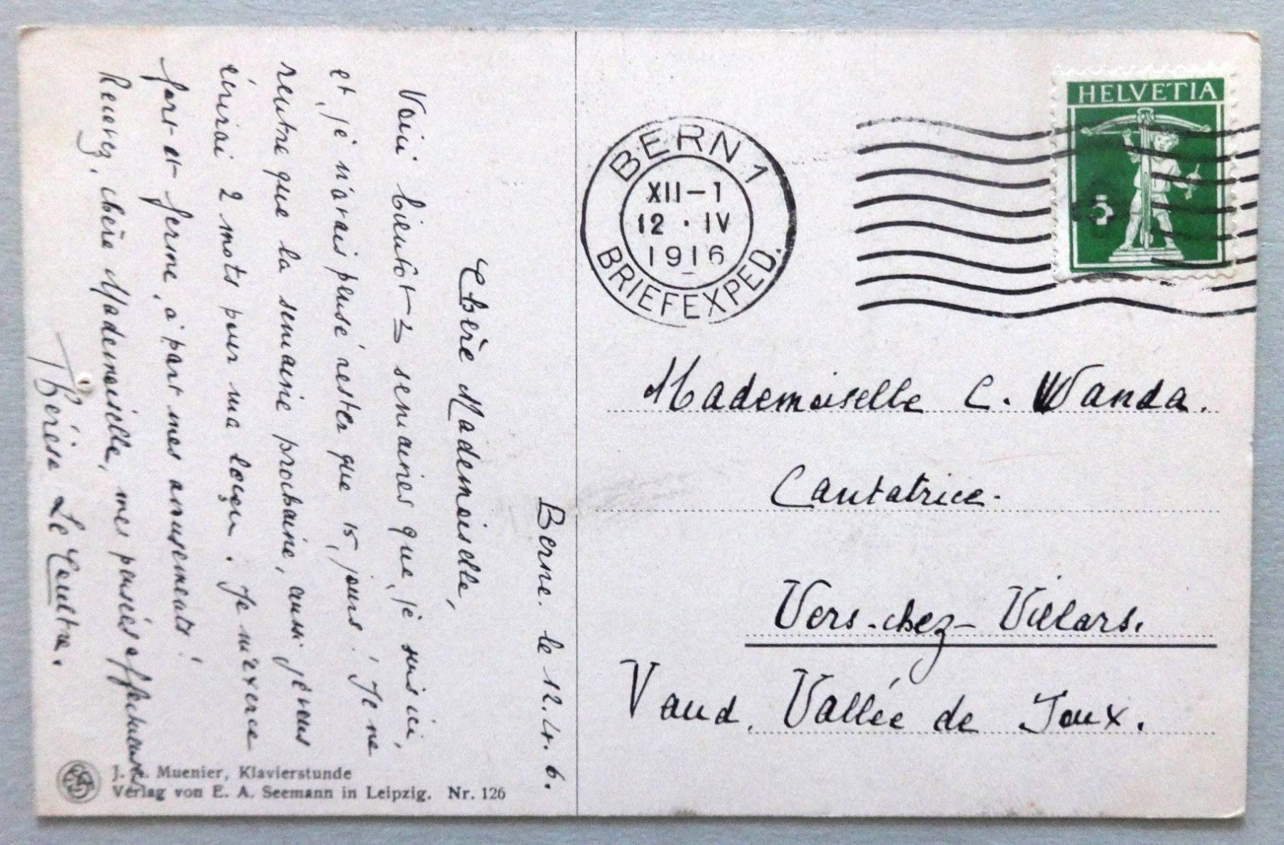 Cartes postales: Klavierstunde - La leçon de piano – D'occasion à Fétigny par Billy2miny 1