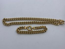 Vergoldete Panzerkette und Armband Set