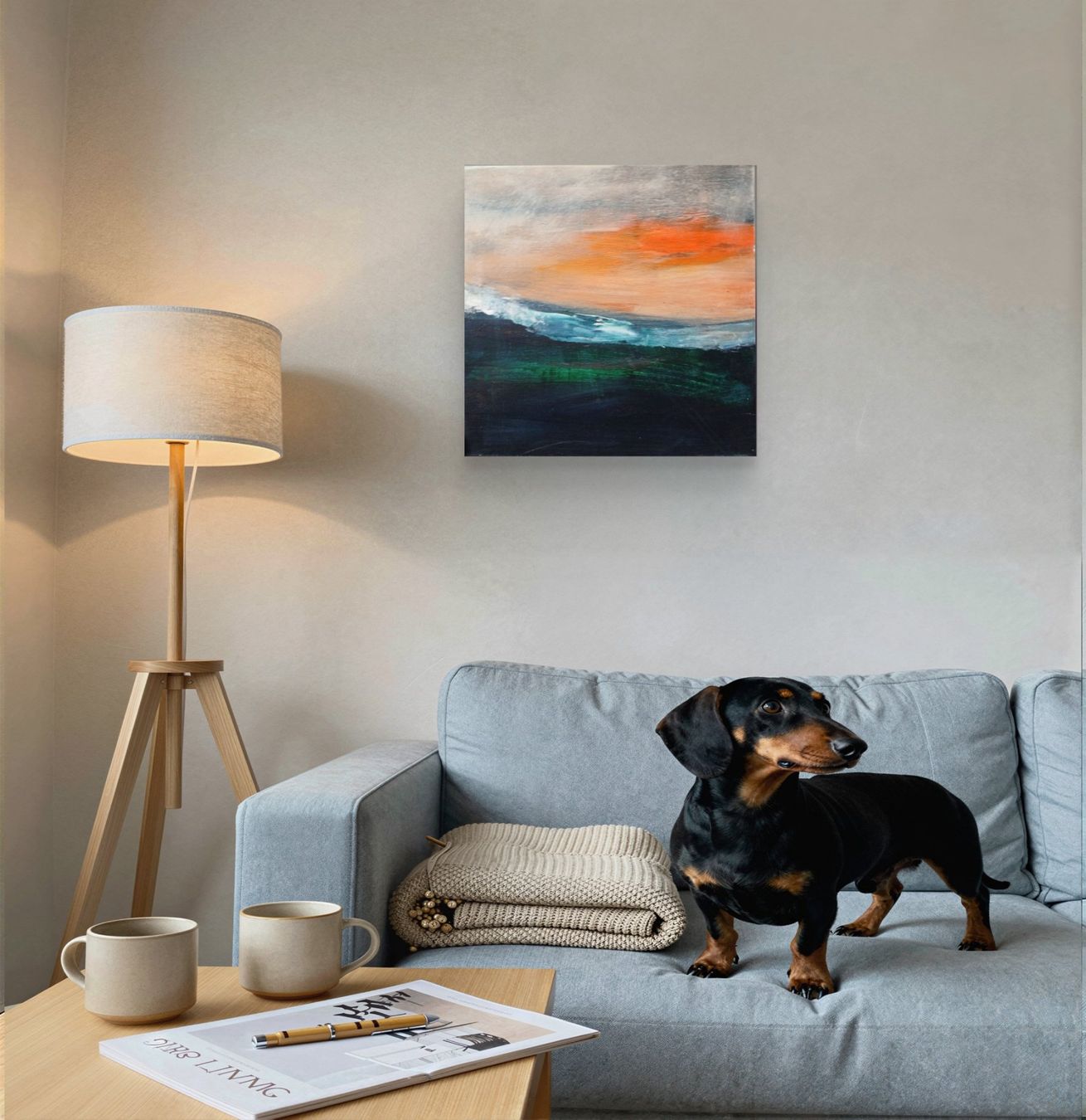 Dipinti: Acrylgemälde mit Landschaft 30x30 cm, Sunset – Nuovo e nell'imballaggio originale da Beinwil am See venduto da Superchance 3