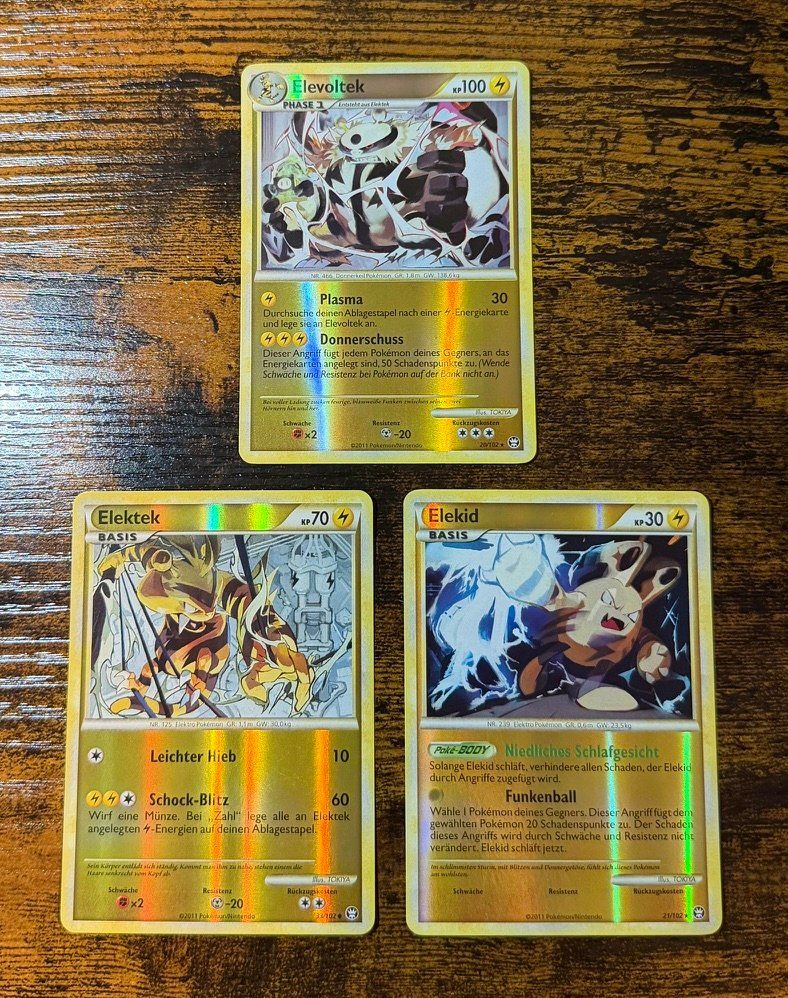 Pokémon Carte collezionabili: Elevoltek, Elektek & Elekid Reverse Holo / 20, 33 & 21 – Usato da Zürich venduto da PEACECOCOON