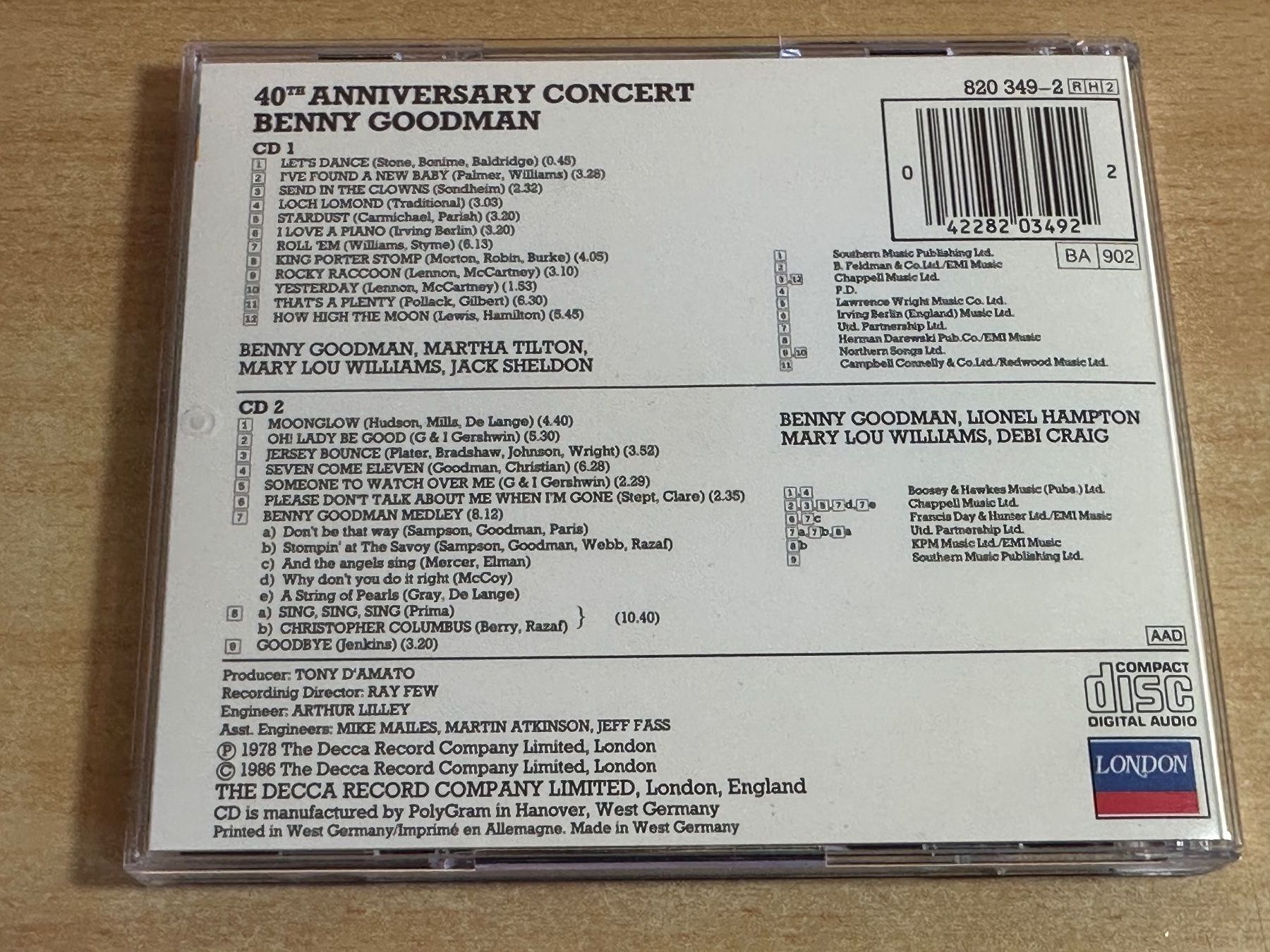CD: R6 Benny Goodman – Live - 2 CD – Usato da Rikon im Tösstal venduto da Alpenmutz 1