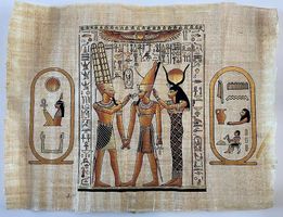 Ägyptischer weiße Papyrus Handgemalt Amun Isis Ramses
