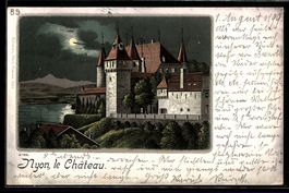 Mondschein-Lithographie Nyon, Le Chateau