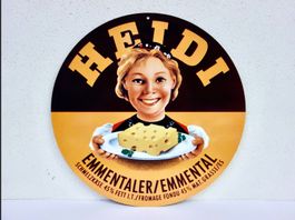ALTES REKLAME BLECHSCHILD HEIDI KÄSE SCHMELZKÄSE EMMENTALER