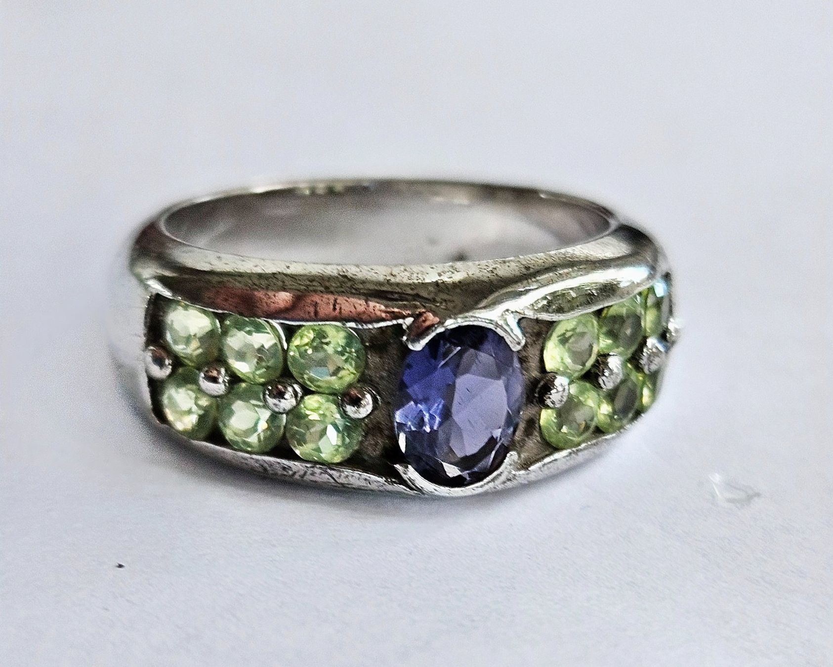 Anelli: Ring Silber mit Iolith und Peridot Grösse 55 – Nuovo (secondo la descrizione) da Zürich venduto da adriben 4
