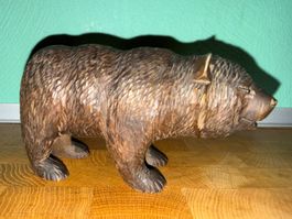 Bär Holz  hangeschnitzt  Tierfigur