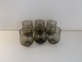 6 Gläser Rauchglas Hohlform