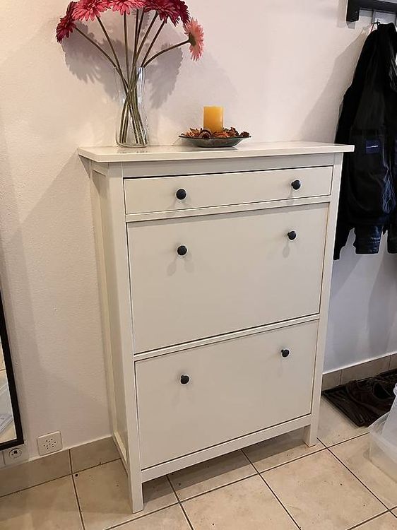 Meuble à Chaussures IKEA HEMNES Blanc – 4 Compartiments, 107x22x101 Cm