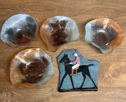 Glass-Schälchen + Pferde-Anhänger, Unikat, Vintage-De...
