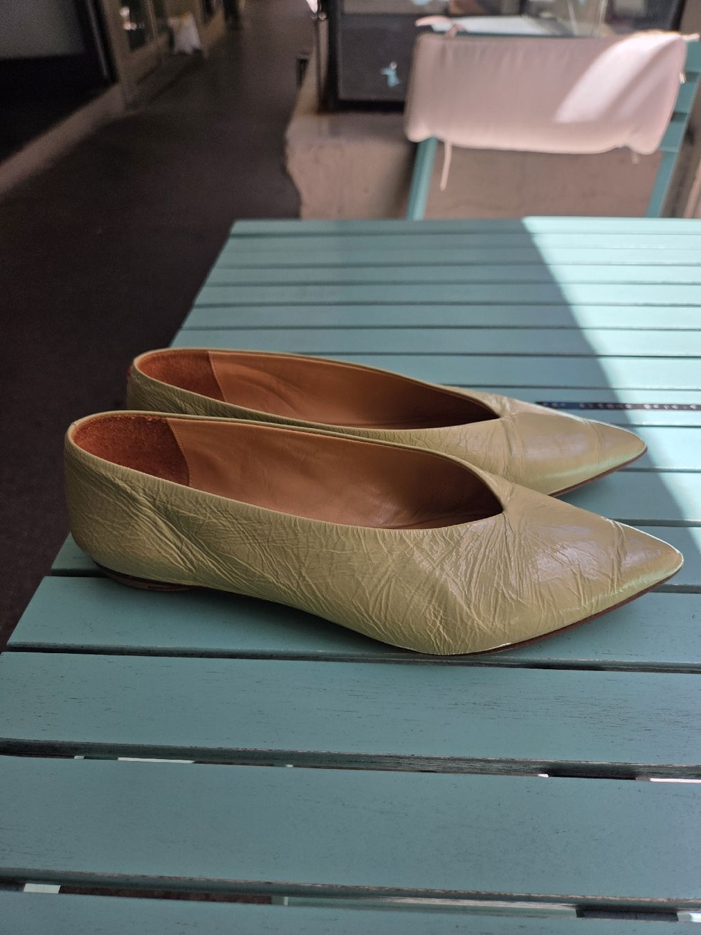Scarpe da donna: Halmanera Leder-Ballerinas Hellgrün Gr. 39 – Usato da Bern venduto da -Aniko- 1