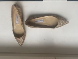 Jimmy Choo Romy glitter flats size 38