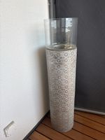 Stand vase patterned white grey glass cylinder condition new