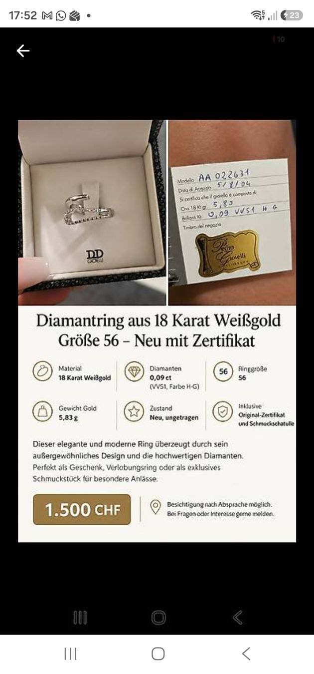Bagues: anello con diamanti – Neuf (Voir description) à Winterthur par fra_vw6y
