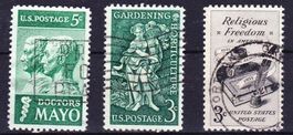 3 timbres Amérique- USA  1950 Obl.