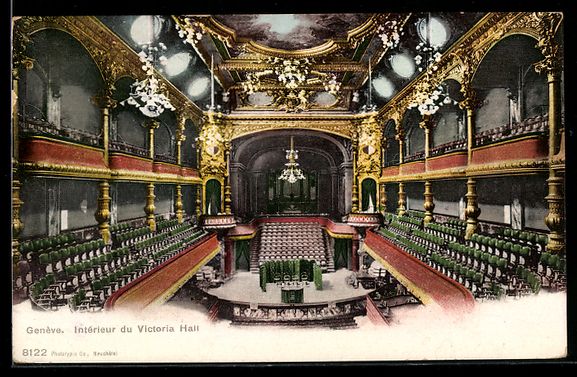 Cartoline postali: AK Geneve, Interieur du Victoria Hall – Usato da Berlin venduto da bartko-reher