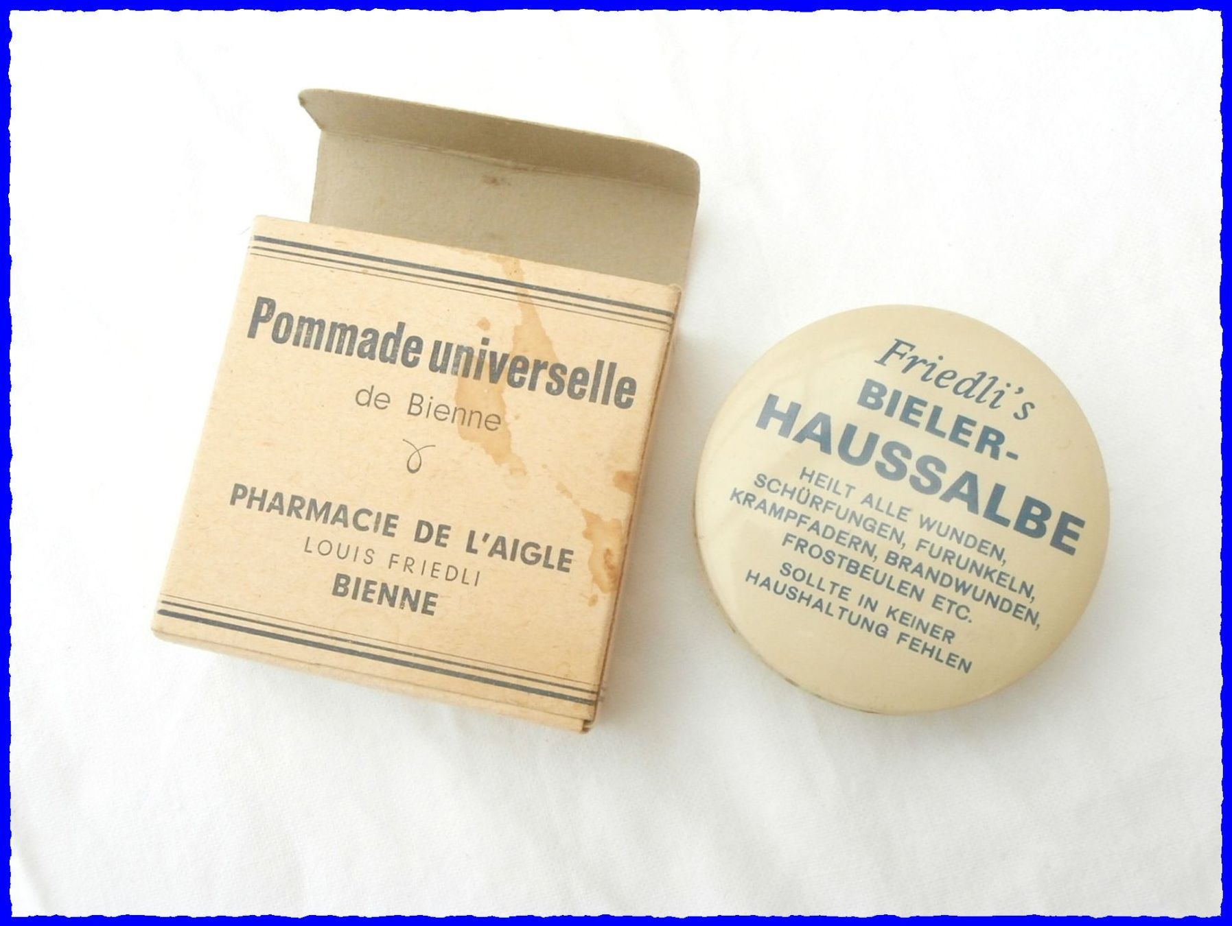 Barattoli: Alte Blechdose mit "Friedli's Bieler Haussalbe" – Usato da Worblaufen venduto da Re_mo81 1
