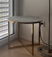 Beistelltisch Gold mit Glasplatte Marmor-Optik – modern