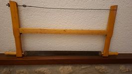 Scie à cadre ancienne en bois lame 60cm.